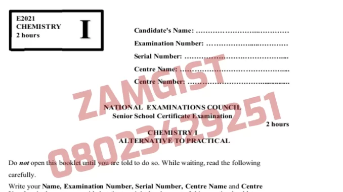 NECO GCE Chemistry Practical 2023 Questions and Answers