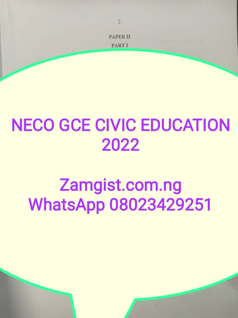 NECO GCE Civic Education 2022 Questions and Answers