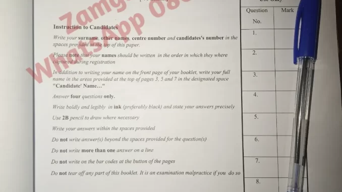 WAEC GCE Biology 2022 Questions and answers
