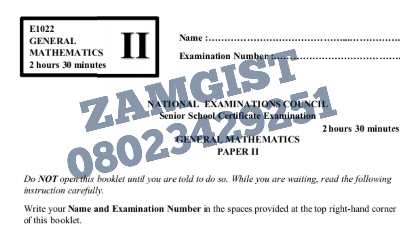 NECO GCE Mathematics 2022 Questions And Answers