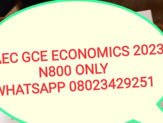 Waec GCE Economics 2023 Questions And Answers