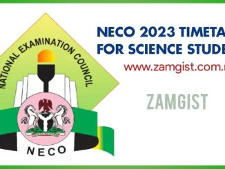 NECO 2023 Timetable for Science students