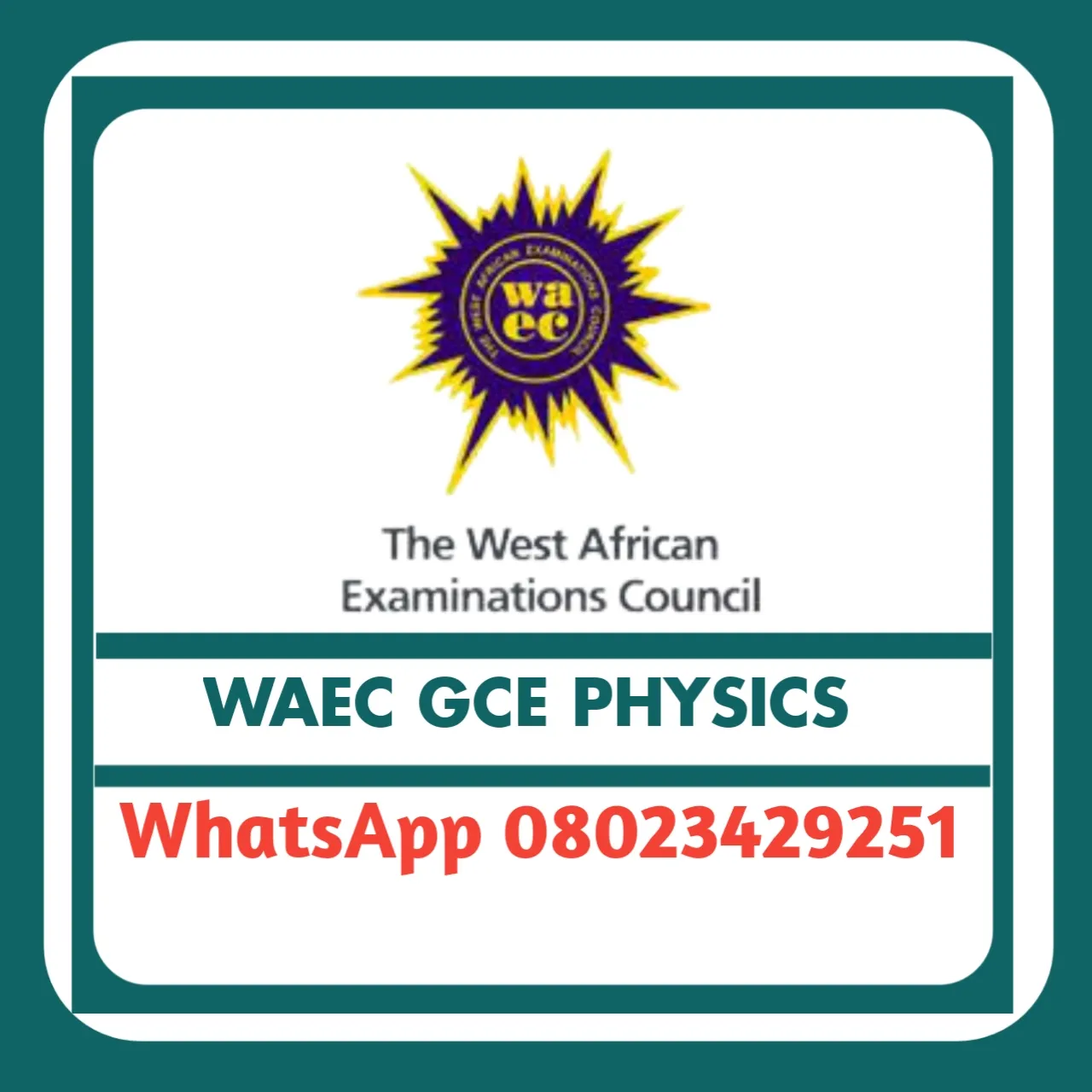 WAEC GCE Physics 2025 Questions And Answers