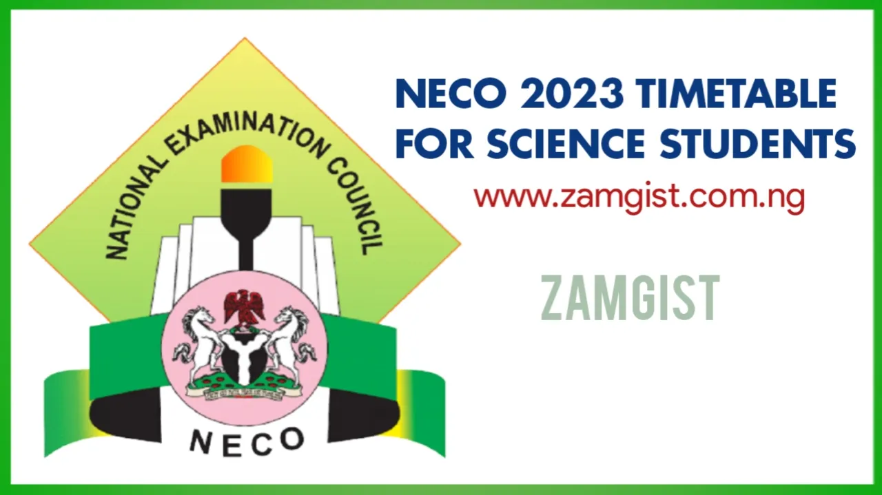 NECO Timetable 2025 for Science students