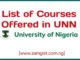 List of Courses Offered in UNN And Their Cut off Mark